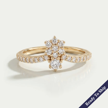 Yellow Gold Round Cluster Diamond Proposal Ring