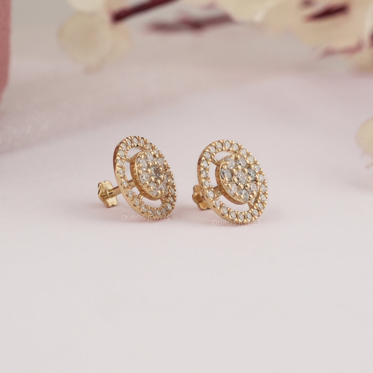 Brilliant Round Cut Lab Diamond Halo Stud Earrings Earring