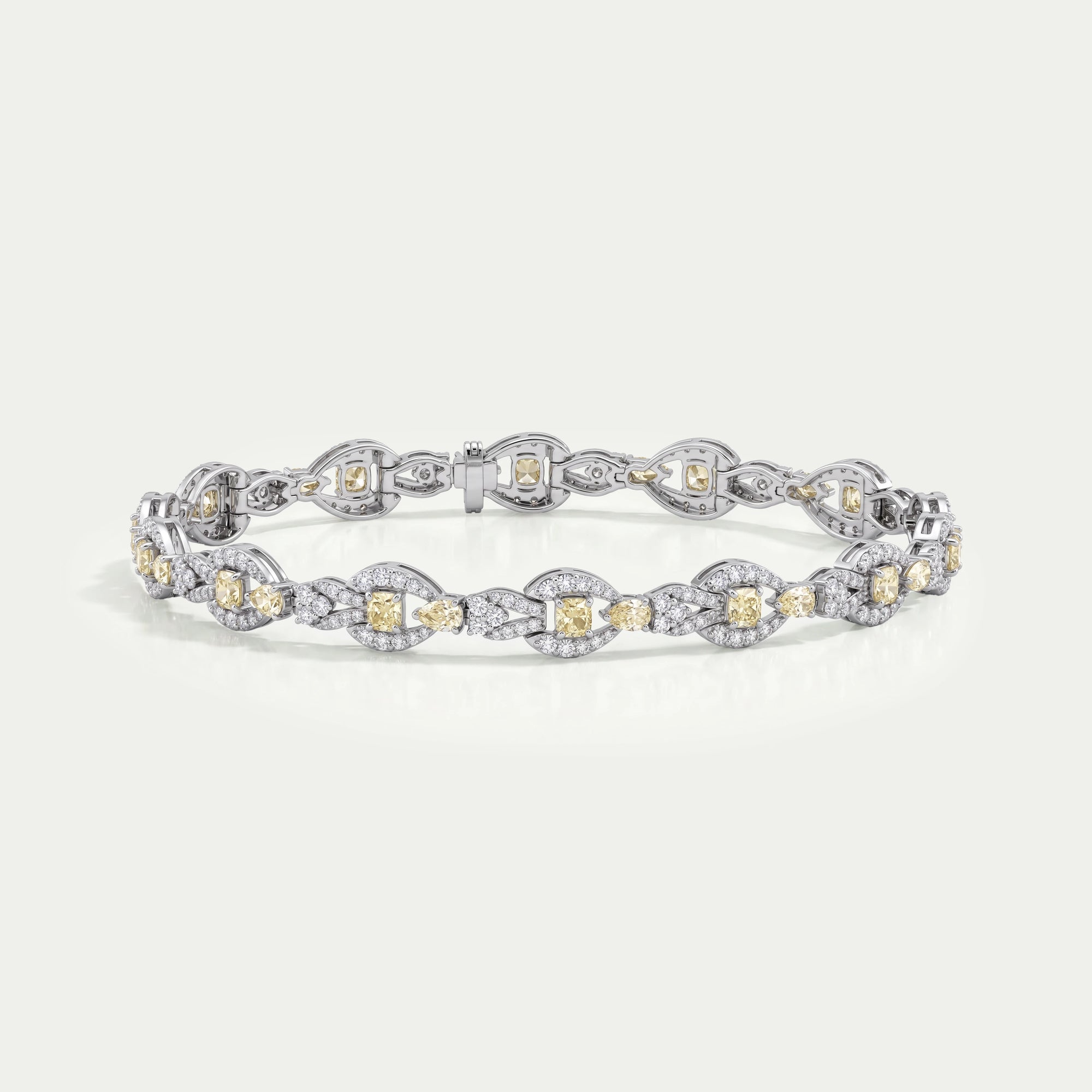 Yellow Cushion Cut Halo Link Bracelet