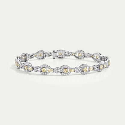Yellow Cushion Cut Halo Link Bracelet