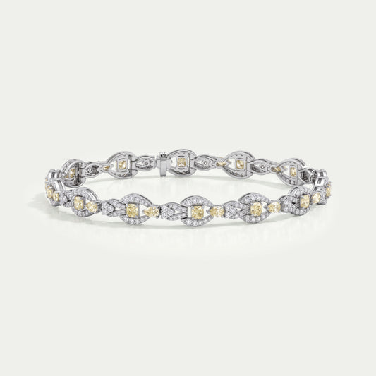 Yellow Cushion Cut Halo Link Bracelet