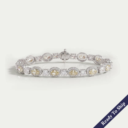 Yellow Oval Lab Diamond Halo Tennis Bracelet Bracelet