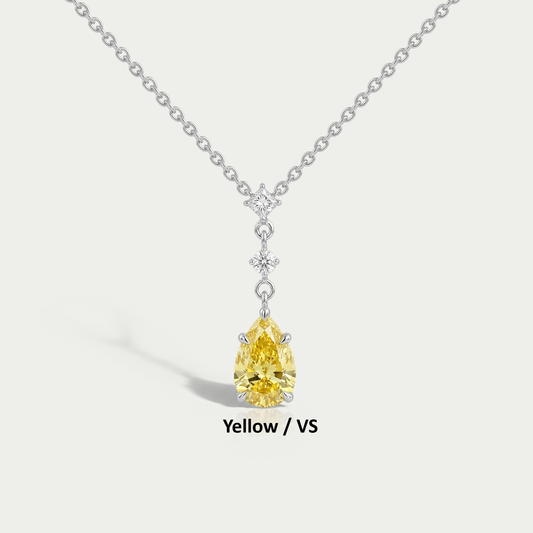 Pear And Round Lab Diamond Drop Pendant Necklaces