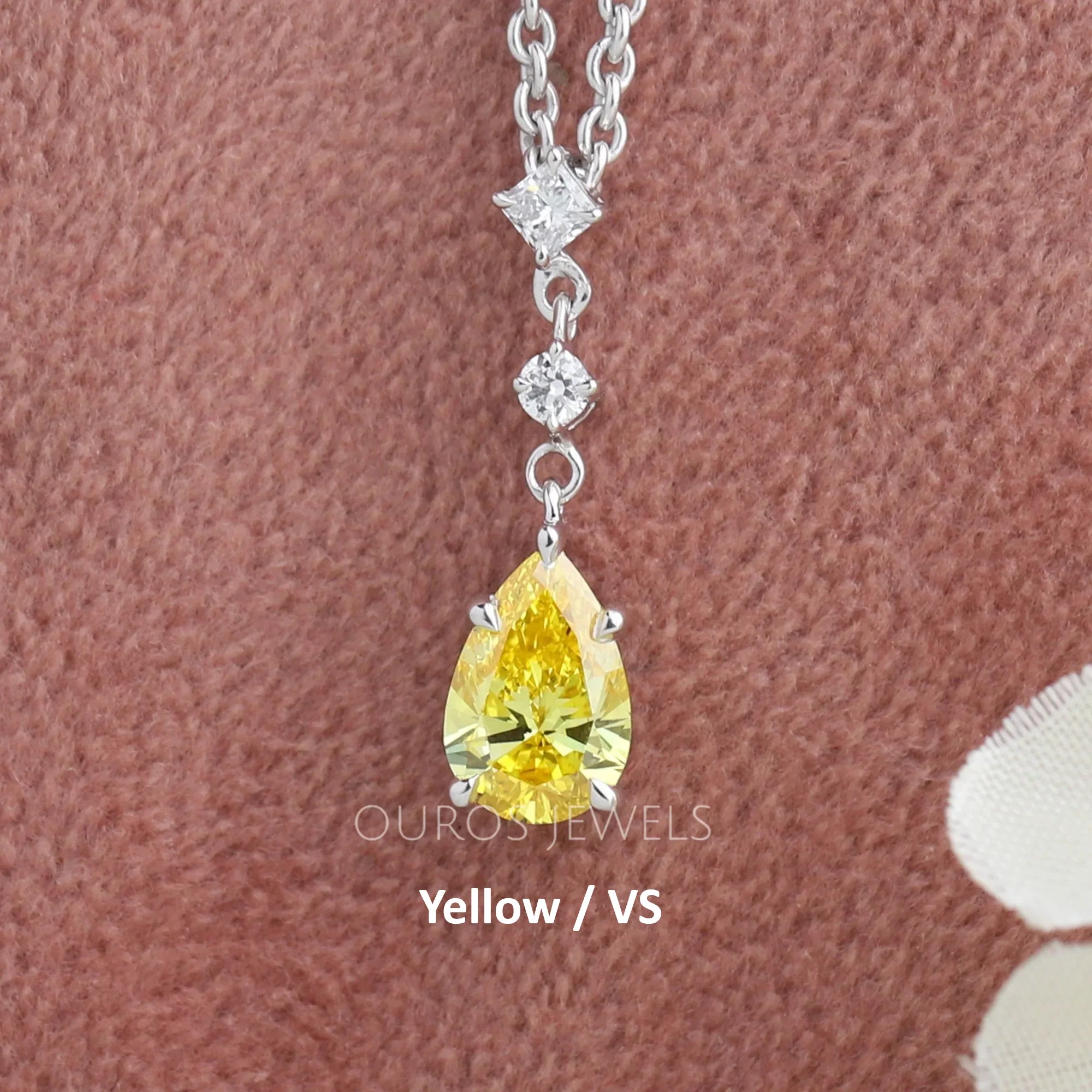Pear And Round Lab Diamond Drop Pendant Necklaces