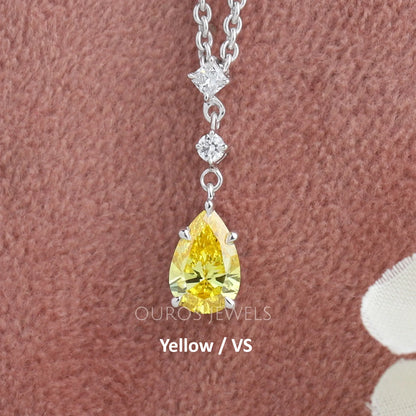 Pear And Round Lab Diamond Drop Pendant Necklaces