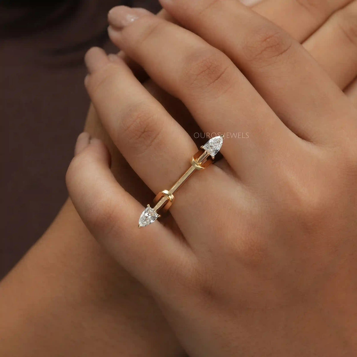 2 Stone Arrow Cut Lab Grown Diamond Ring