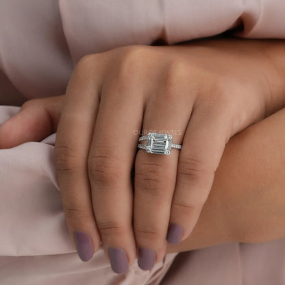 Round and Baguette Cut Lab Grown Diamond Wedding Band
