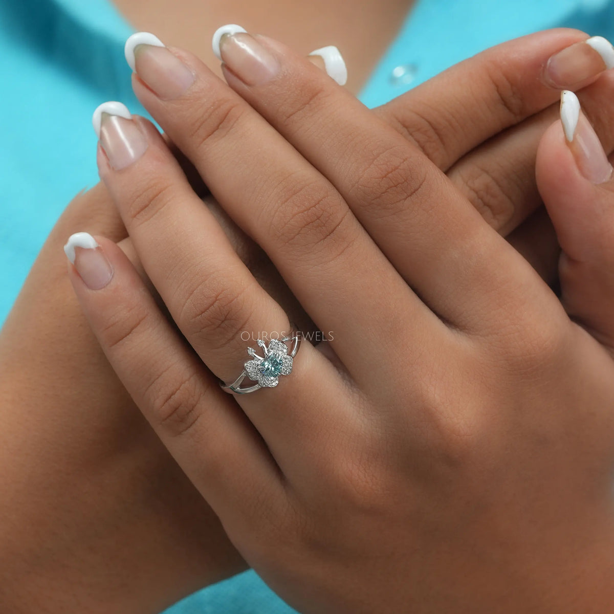 Heart Cut Butterfly Shape Cluster Diamond Ring
