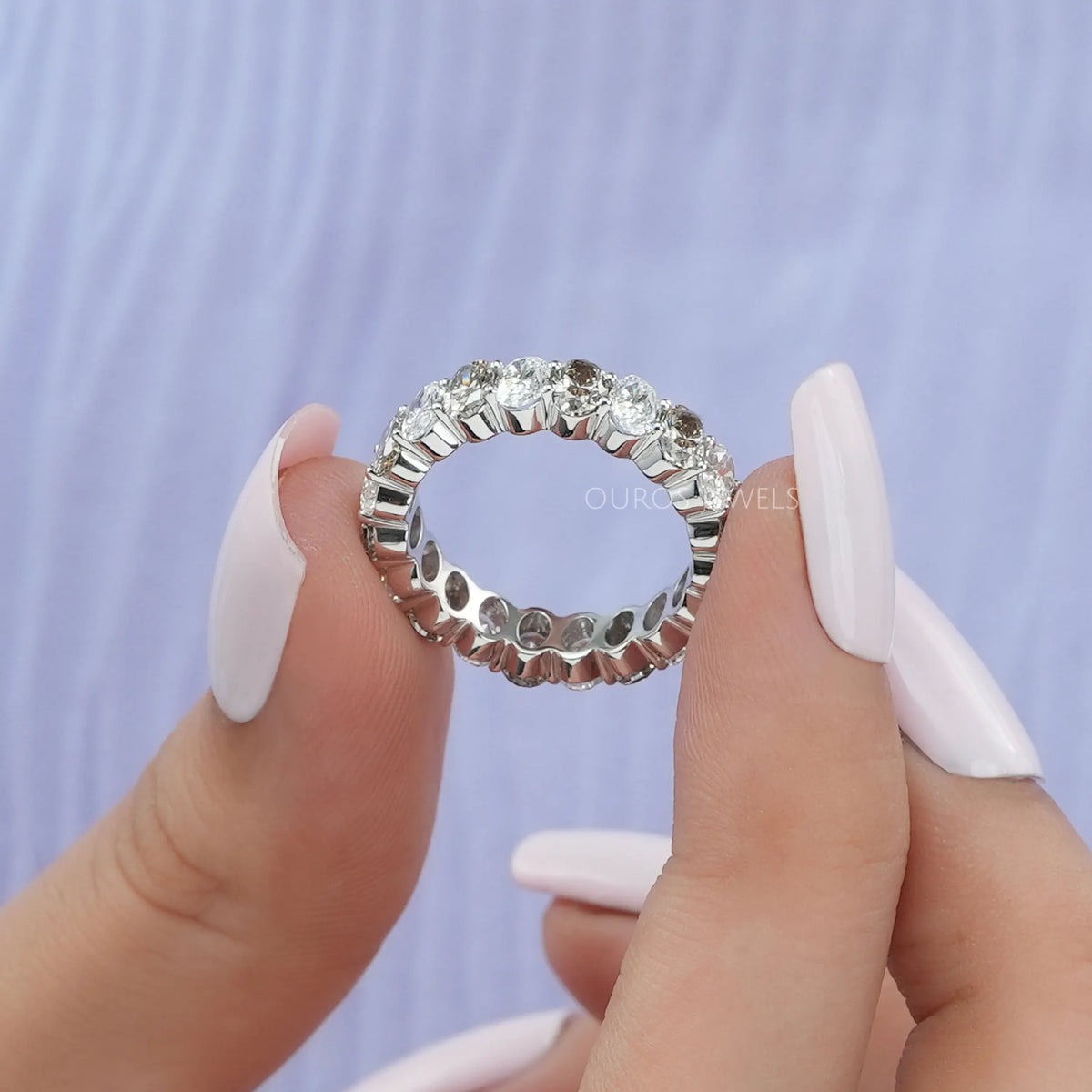 Oval Cut Lab Grown Diamond Full Eternity Wedding Band Ring