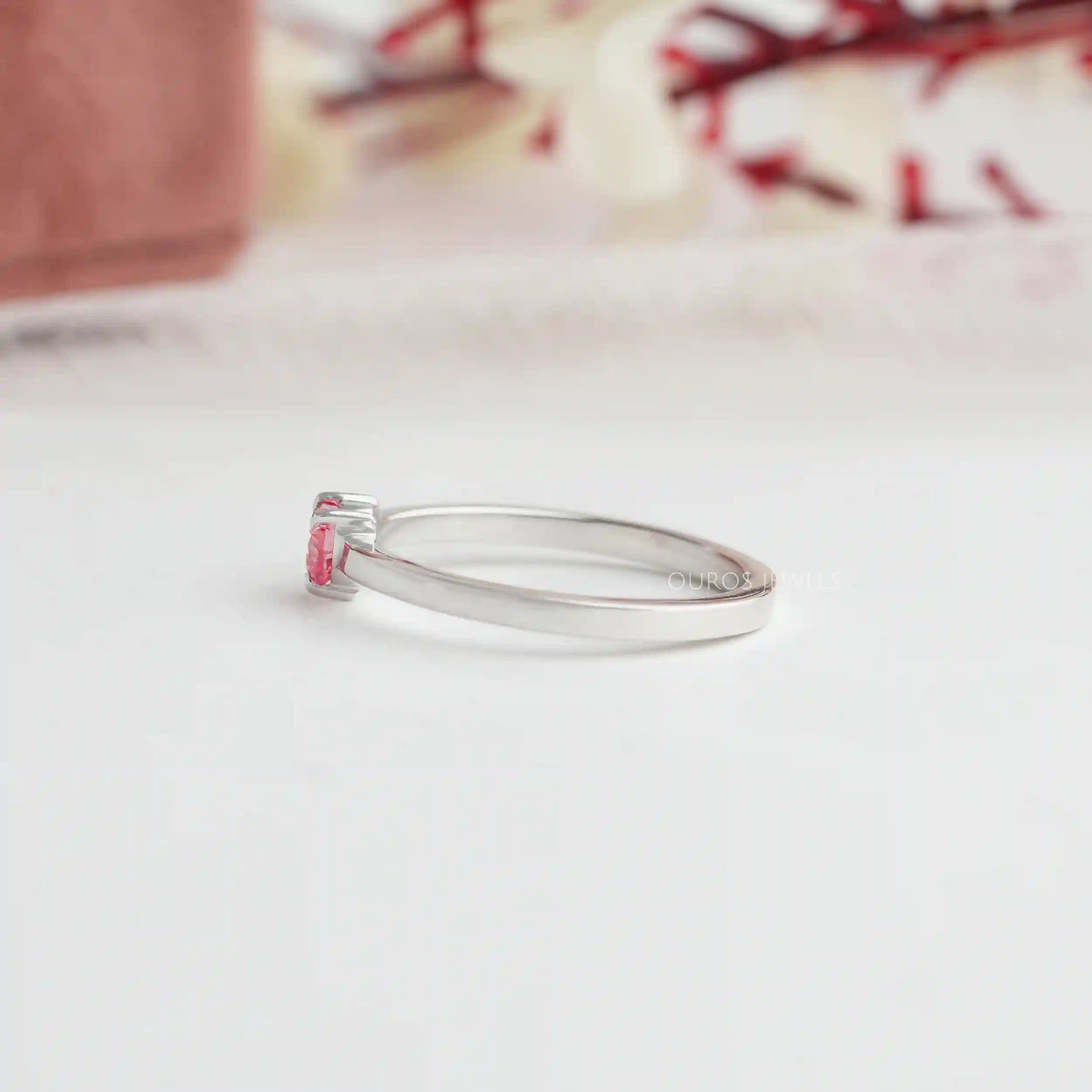 Pink Heart Shape Solitaire Ring