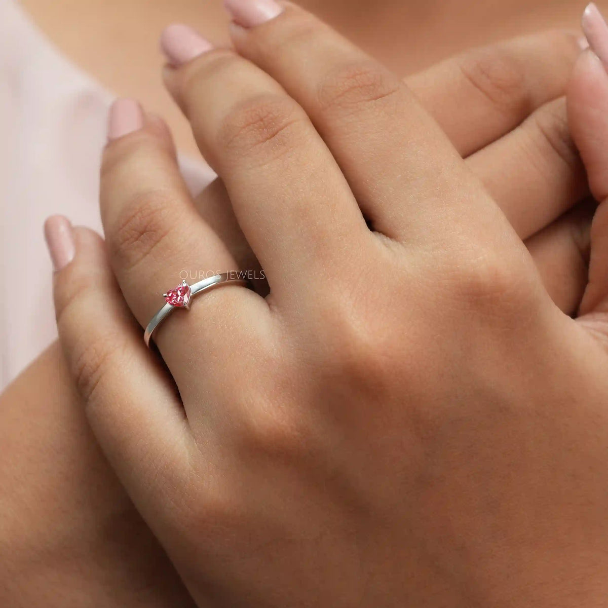Pink Heart Shape Solitaire Ring