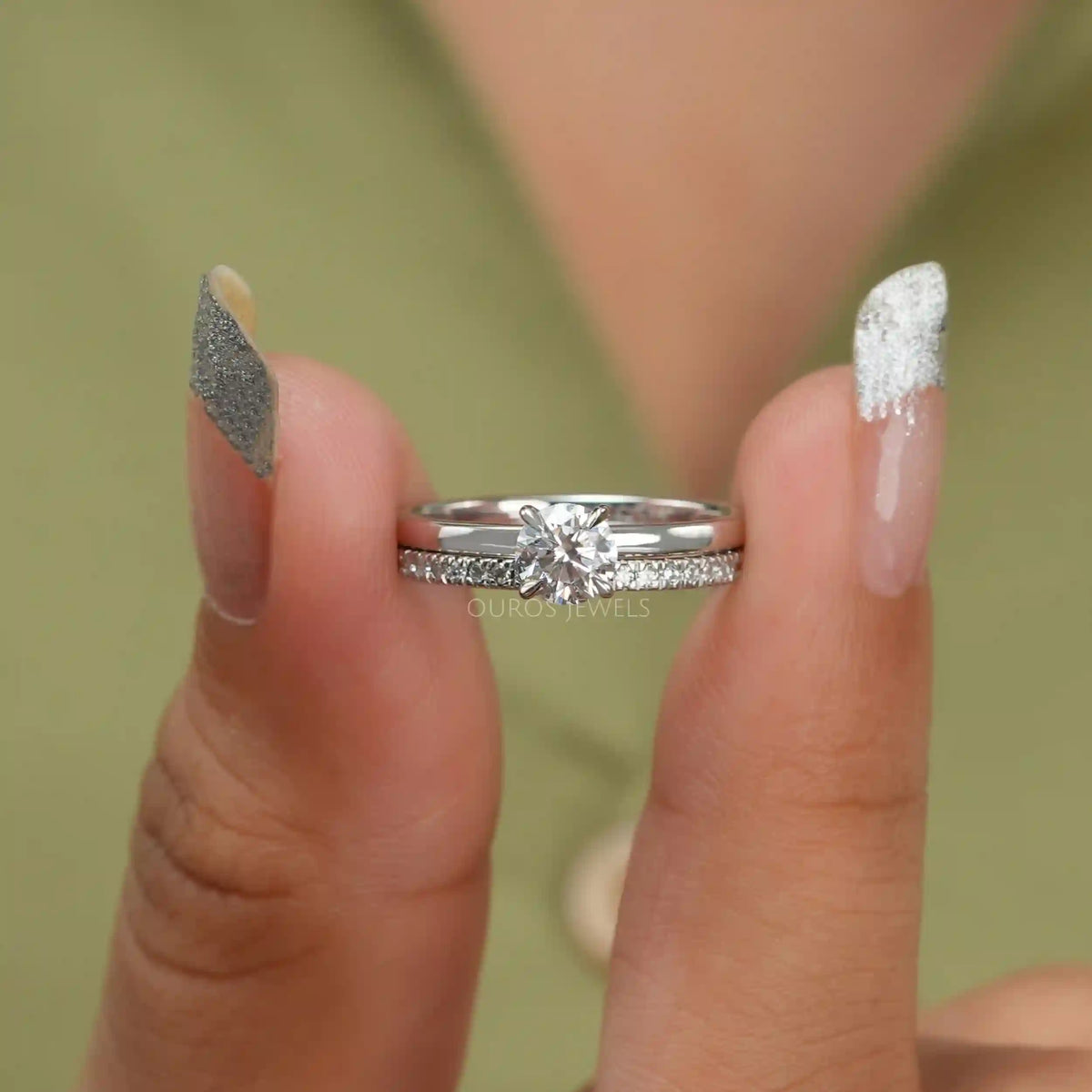 Round Cut Lab Grown Diamond Bridal Ring Set