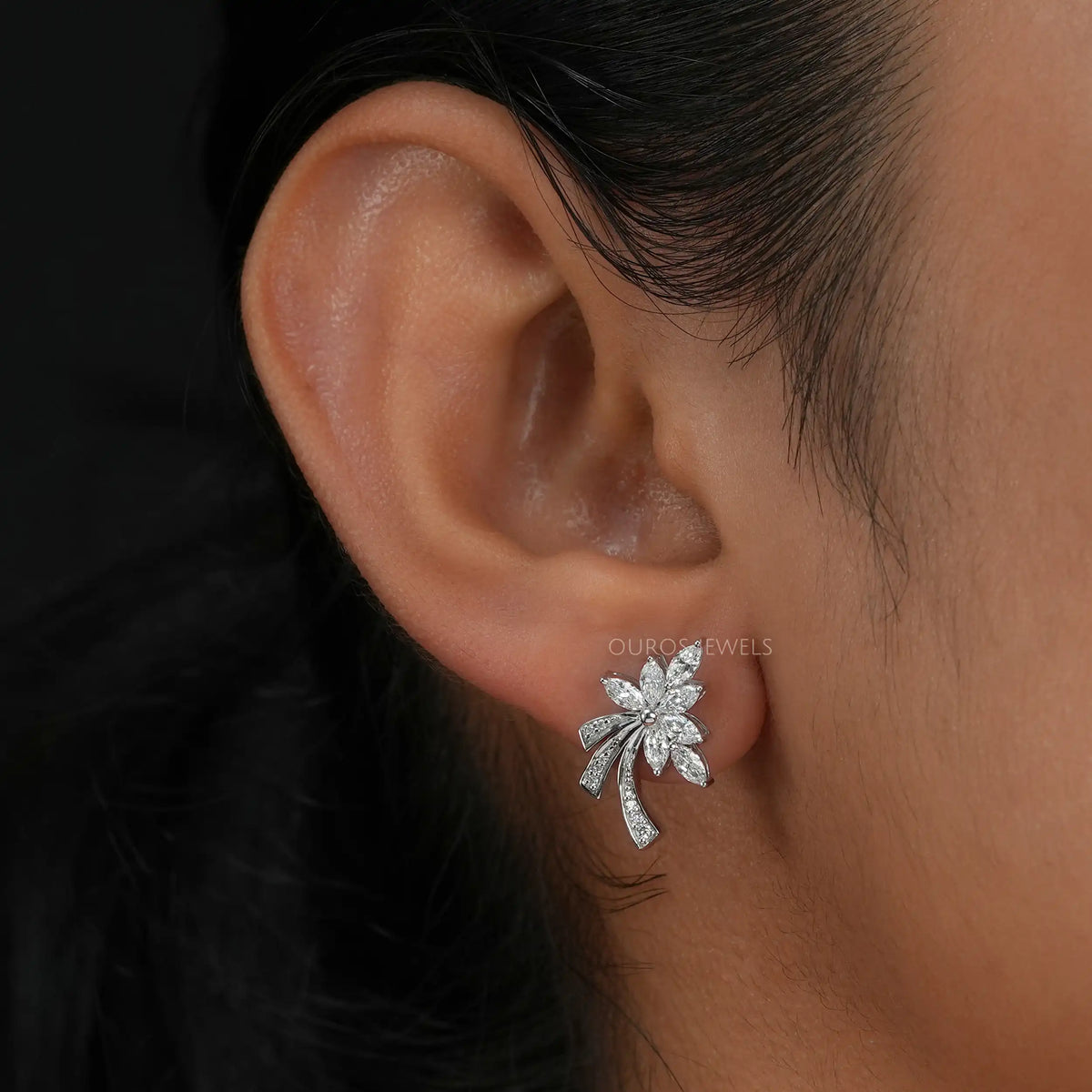 Marquise-Cut Cluster Diamond Earrings Earring