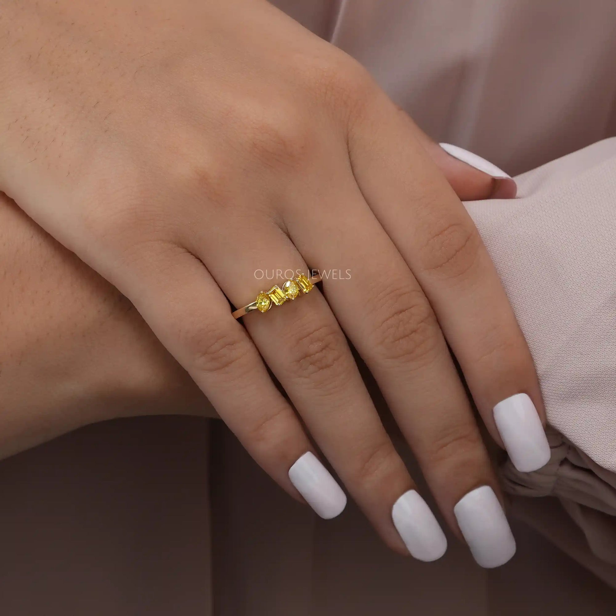 Yellow Marquise And Emerald Diamond Ring