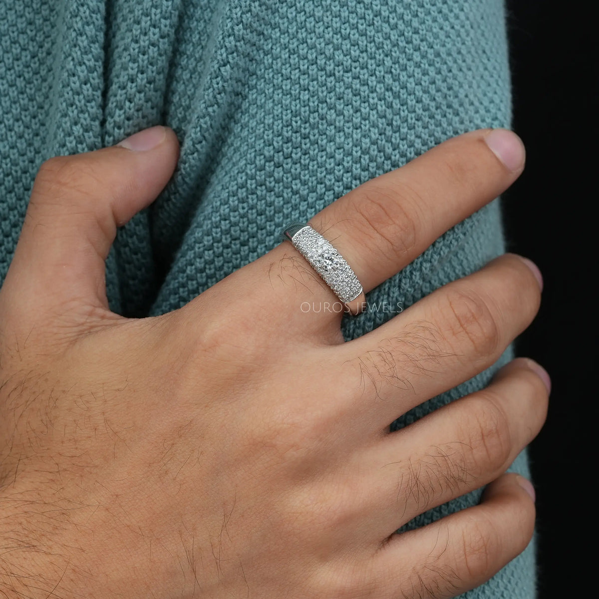 Mens Brilliant Round Cluster Diamond Ring