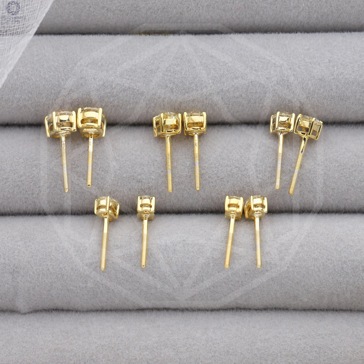 Yellow Oval Cut Lab Grown Diamond Screw Back Earrings