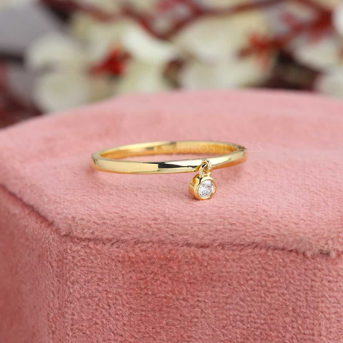 Bezel Set Round Diamond Dangle Ring Rings