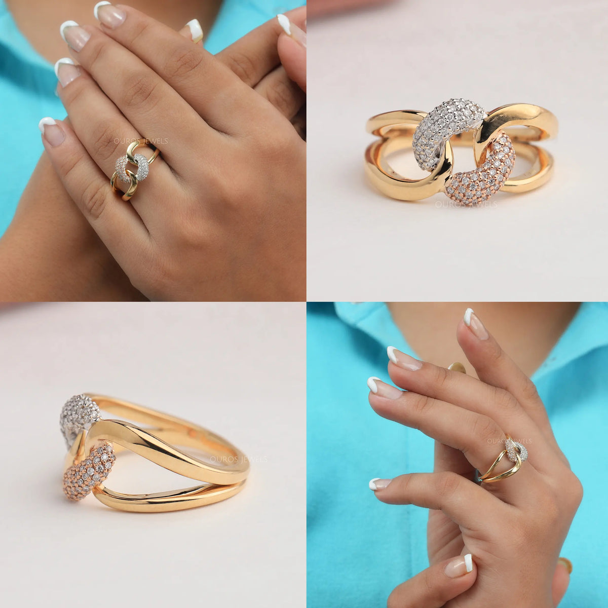 Round Cuban Link Diamond Ring