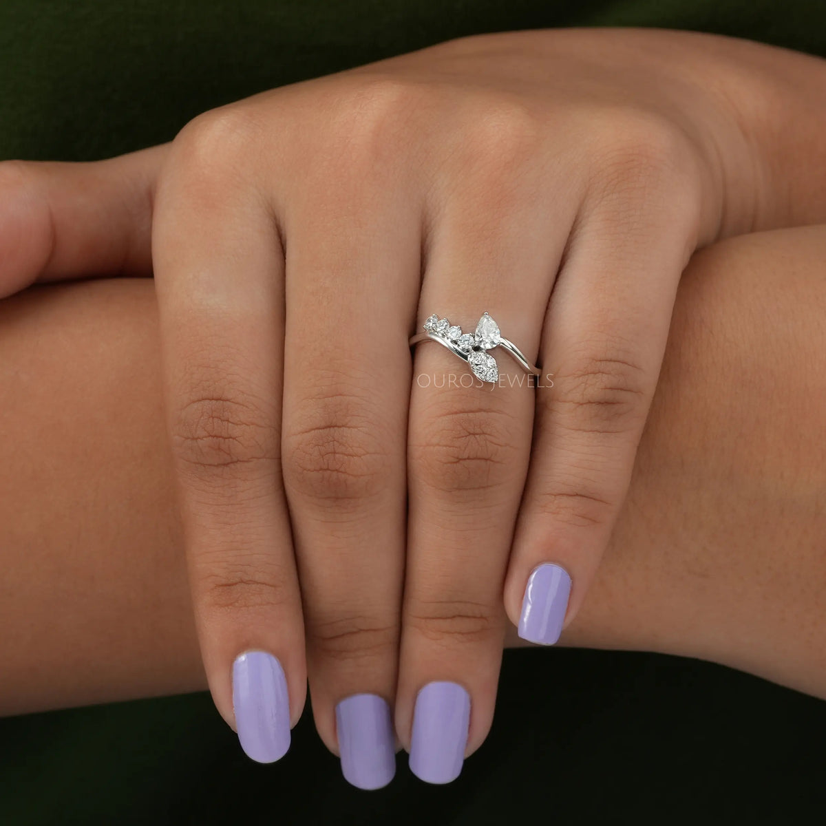 Pear Diamond Bypass Anniversary Ring Rings