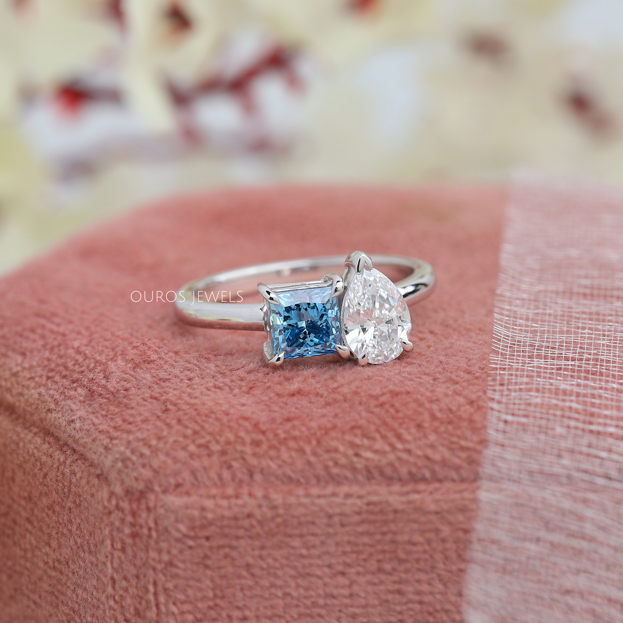 Pear and Princess Cut Toi Et Moi Ring Rings