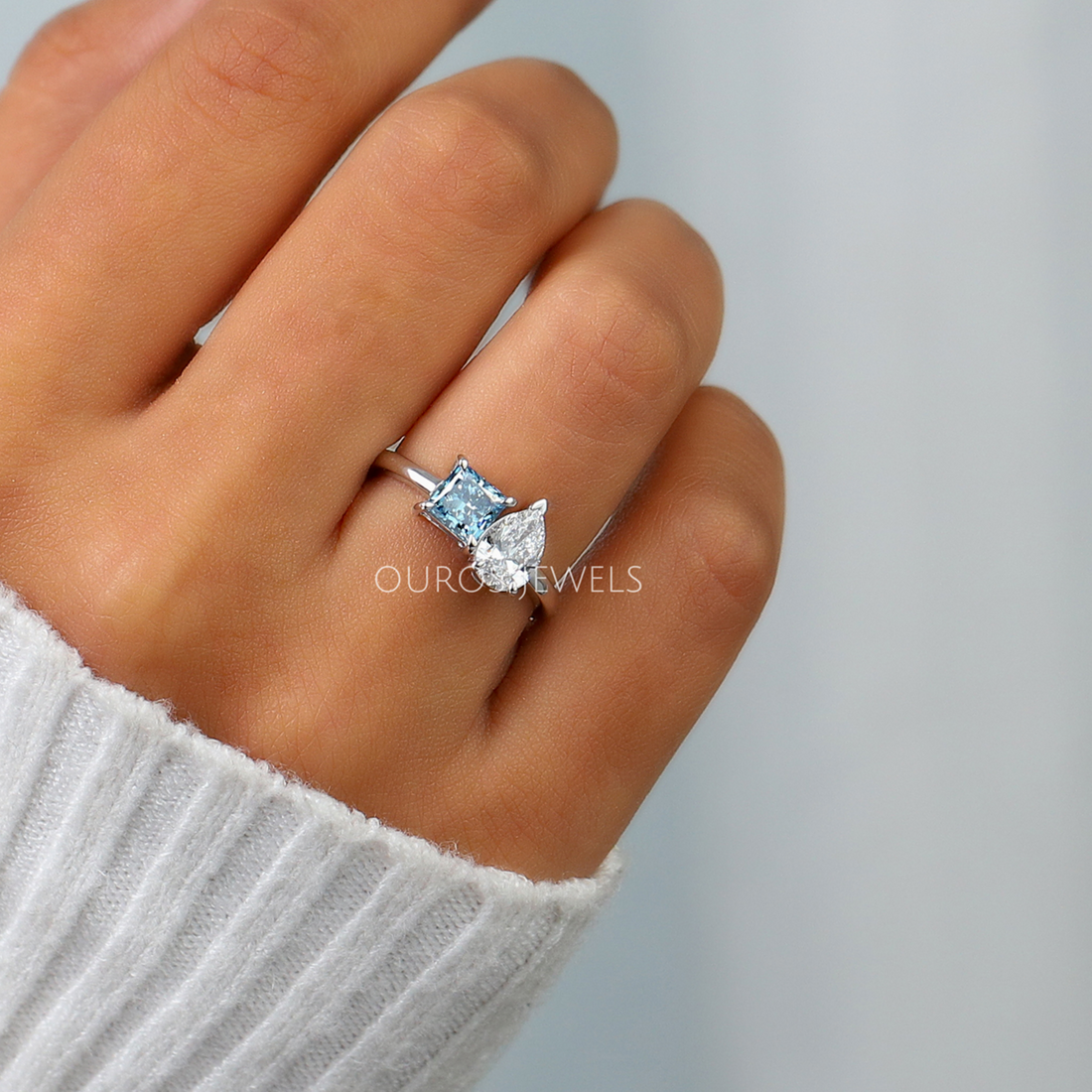Pear and Princess Cut Toi Et Moi Ring Rings