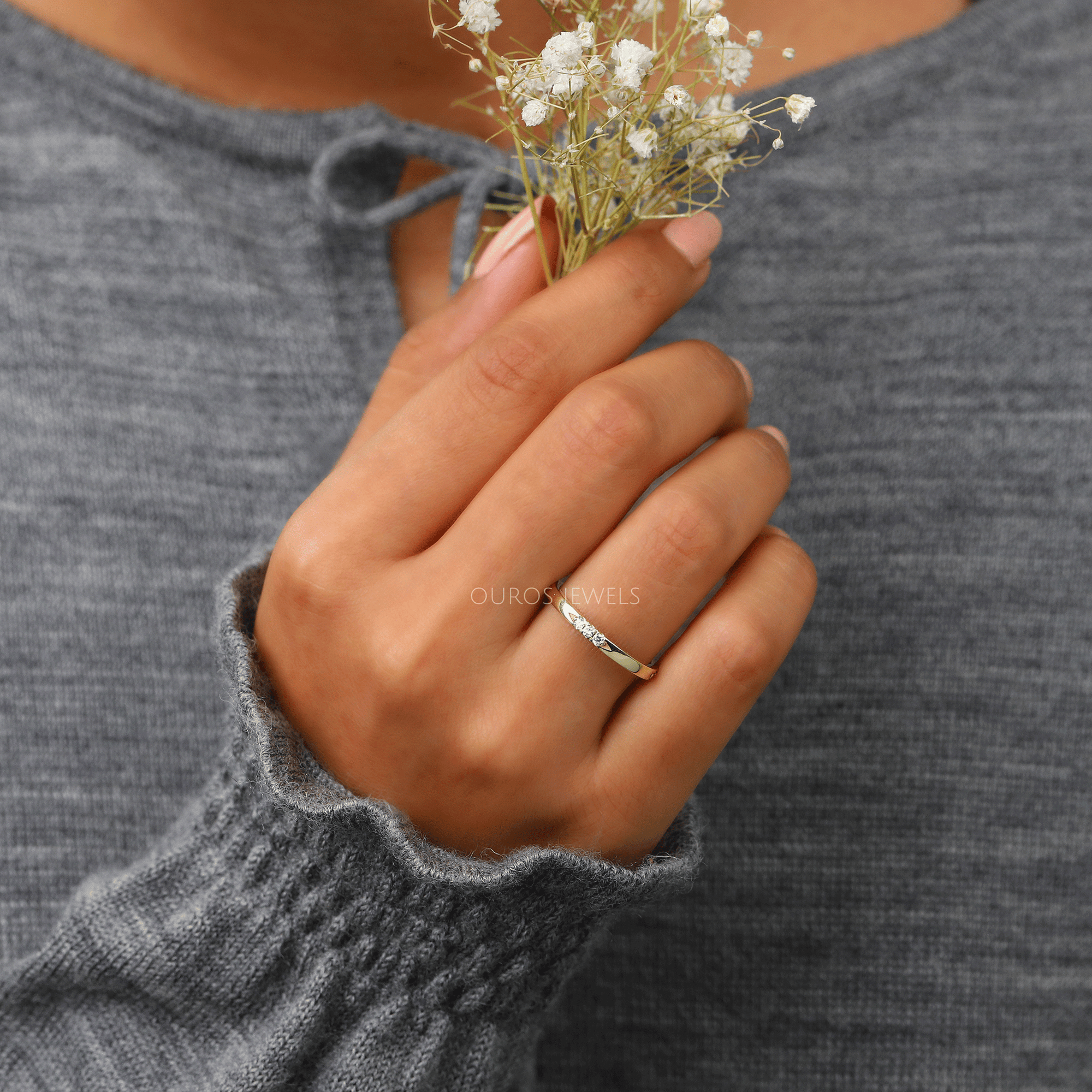 Round Cut Dainty Wedding Ring